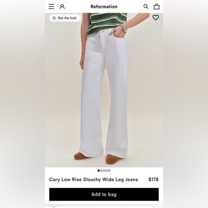 Reformation Cary Low Rise White Wide Leg Jeans